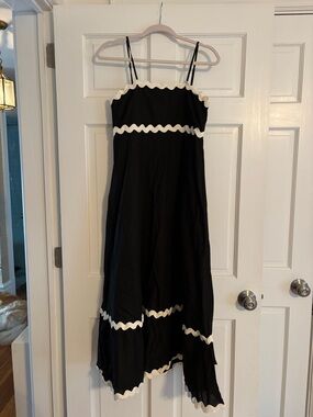 Black Maxi Dress with White Scallop Trim